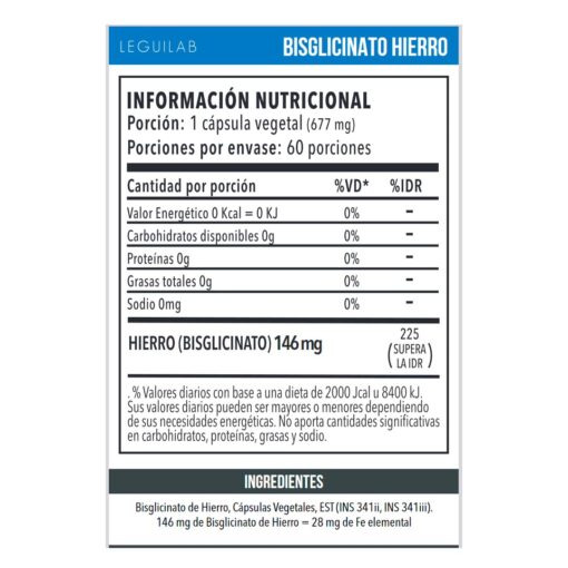 Suplemento Bisglicinato de Hierro 60 Caps (copia) - Imagen 2
