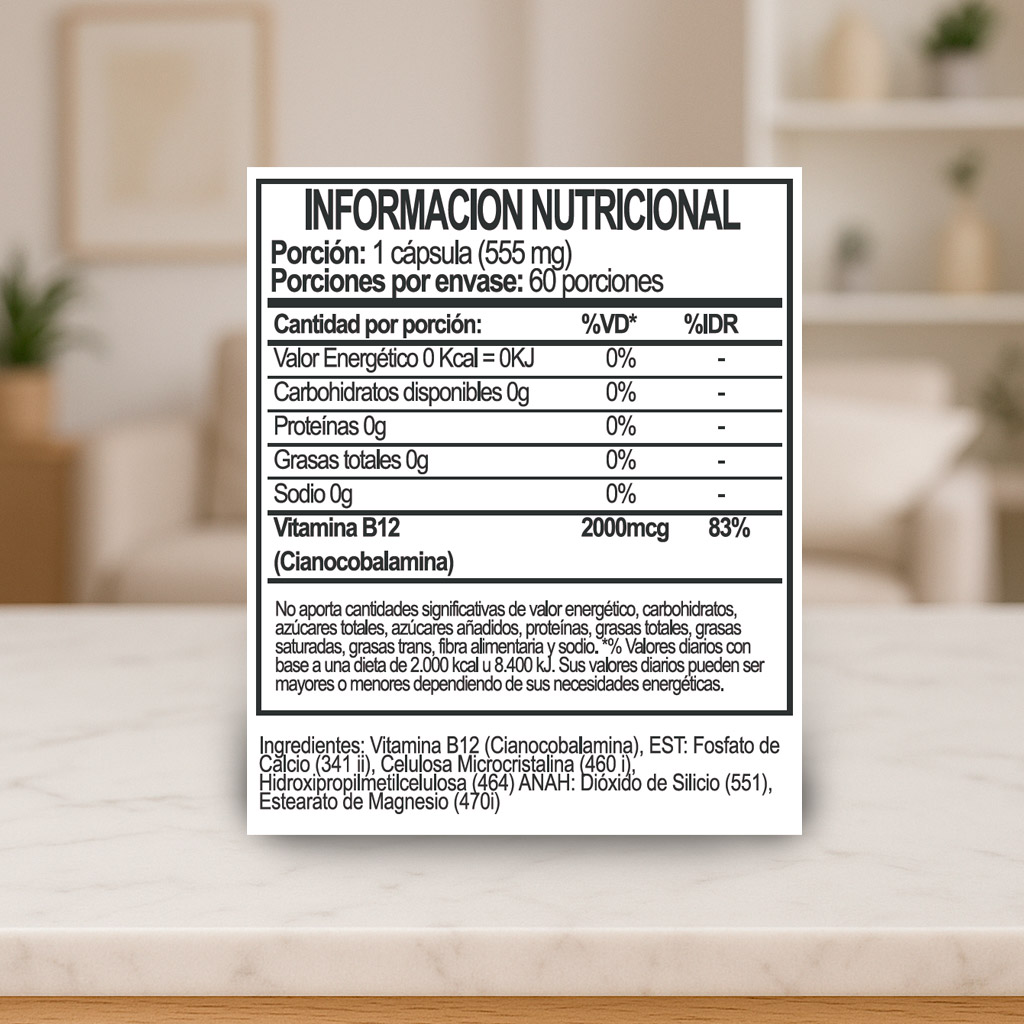 Vitamina B12 2.000mcg Alta Dosis Vitam B12 - Imagen 2